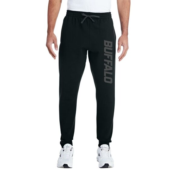 NEW Buffalo Bulls Big Wordmark Tonal Logo Fleece Joggers Sweatpants BLACKOUT - Picture 1 of 3
